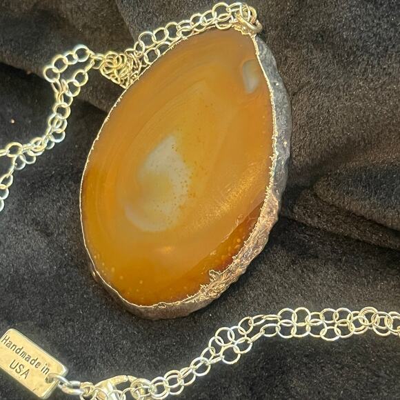 Calinana Handmade Carnelian Pendant - 32" Silver-tone Necklace - Handmade In USA - Picture 4 of 5